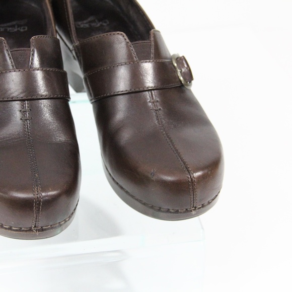 Dansko Brown Leather Clogs Women Shoe Chunky Heel Platform EU 41 - Picture 6 of 10
